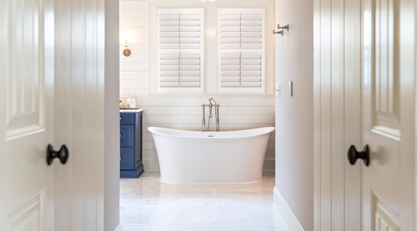 Plantation shutters in Temecula bathroom