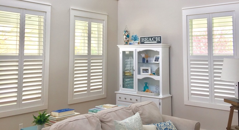 plantation shutters in Riverside great room