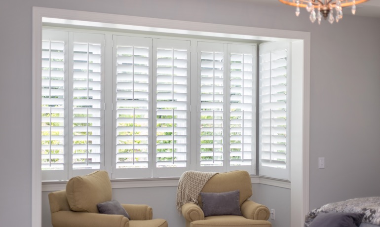 Classic shutters in Riverside bay window