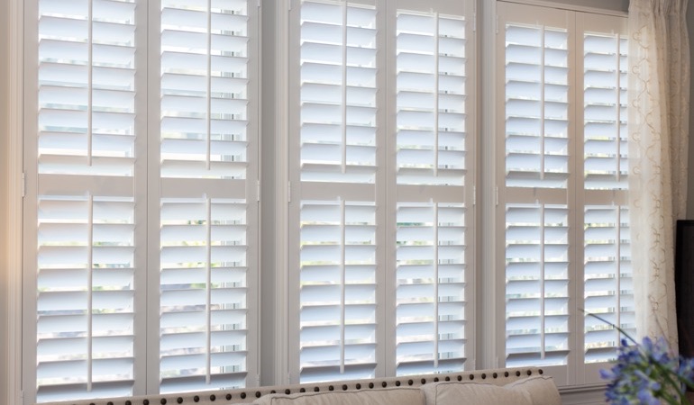 Faux wood plantation shutters in Riverside