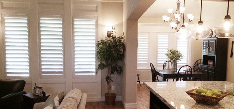 Riverside shutters in kitchen and great room