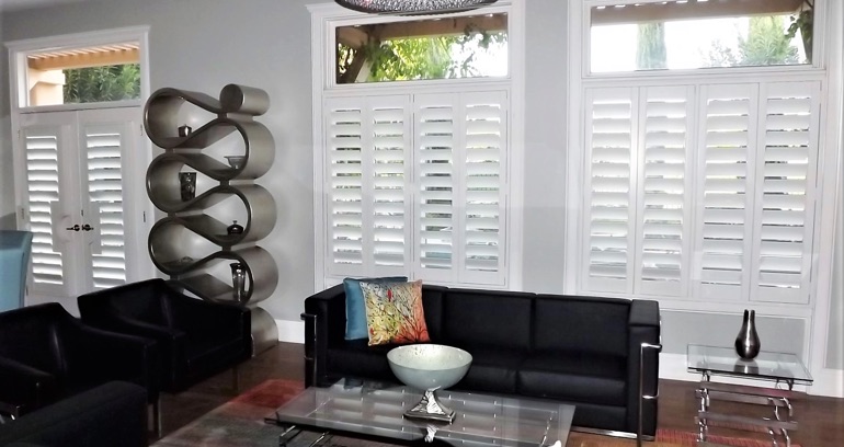 Riverside DIY shutters in living room.