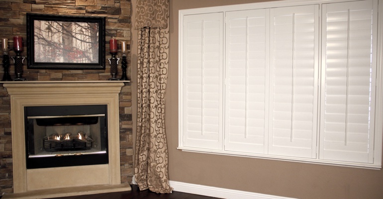 Polywood Shutters Completely Closed To Insulate The Windows For The Riverside Winter