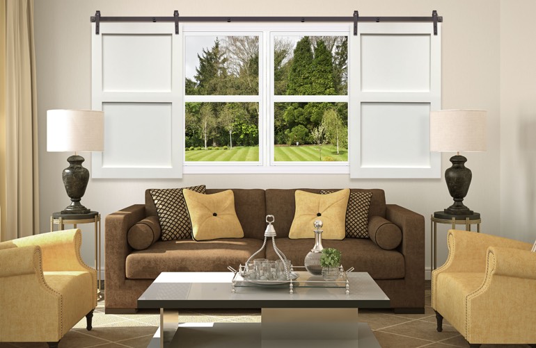 Newest Trends In Window Treatments In Riverside: Sliding Barn Door Shutters